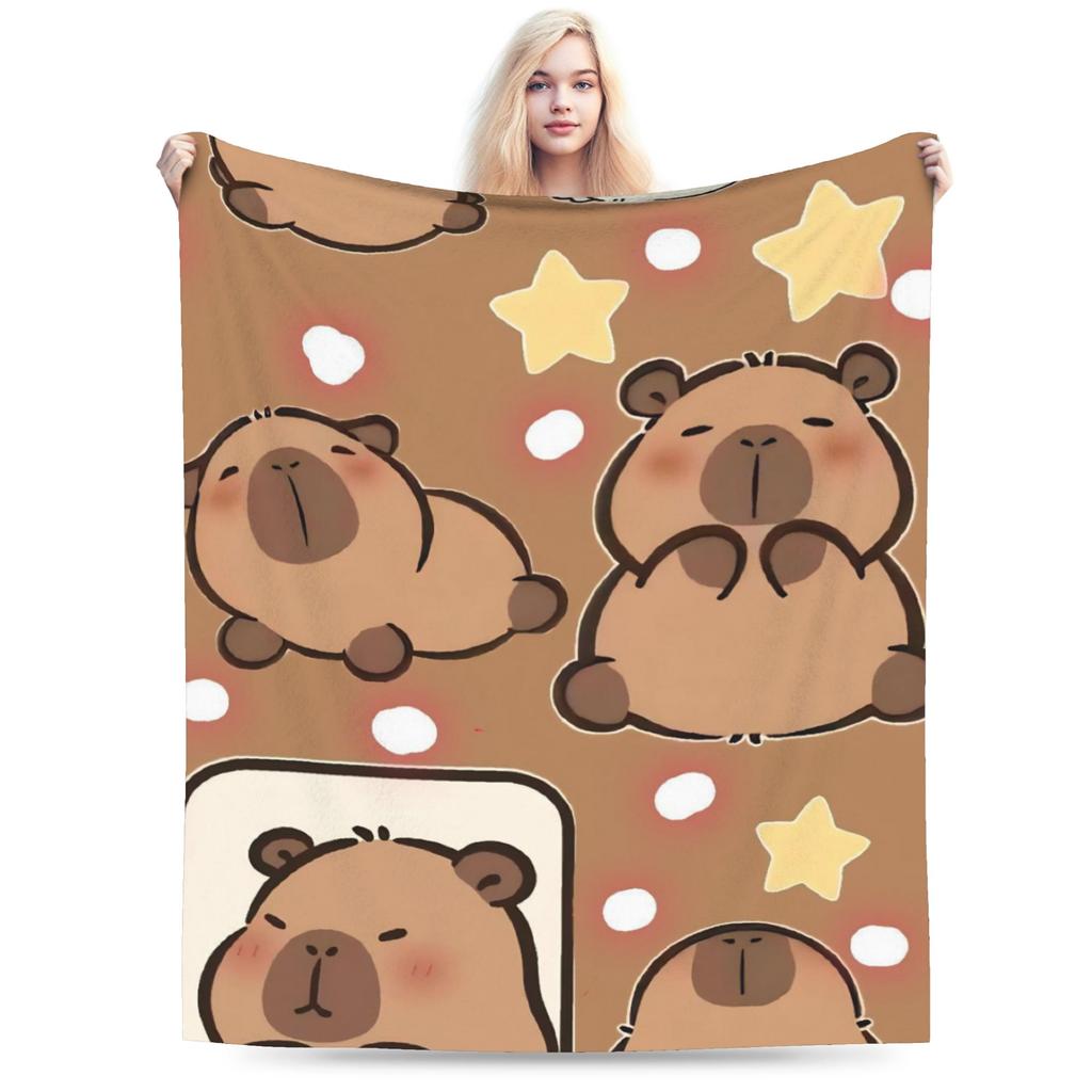 Capybara  Blankets  Warm Soft Street Trend Plush Throw Blanket For Kids Home Decor Flannel Bedspread Bed Cover