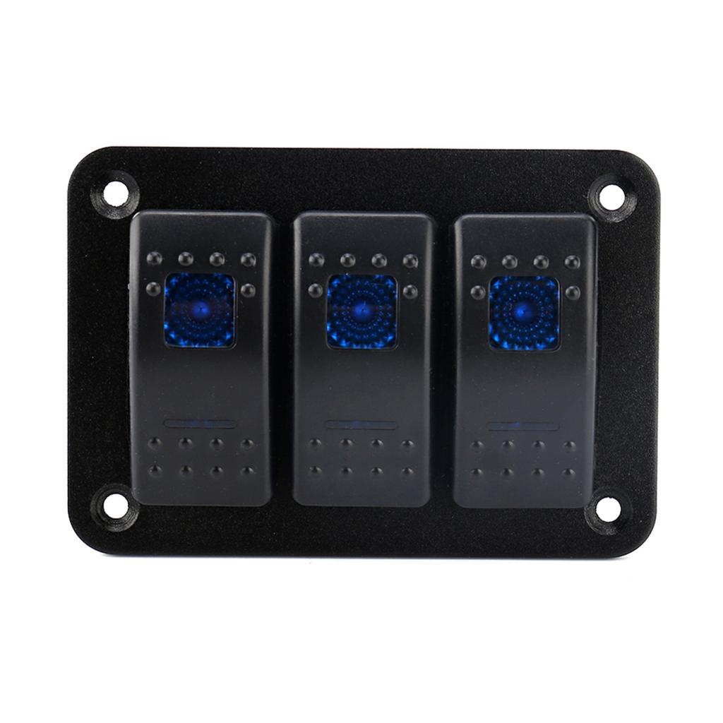 3 Gang 12-24V Toggle Rocker Switch Panel with LED Light for RV Car Marine Boat