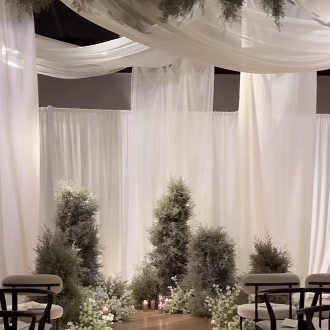 

White Translucent Wedding Gauze Drapes for Ceiling and Background Decoration