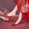 Bling Sequins Red Pumps Women Sexy Crystal Bow Thin Heels Bride Shoes for Wedding Woman Slip-On Shining High Heels Dance Shoes