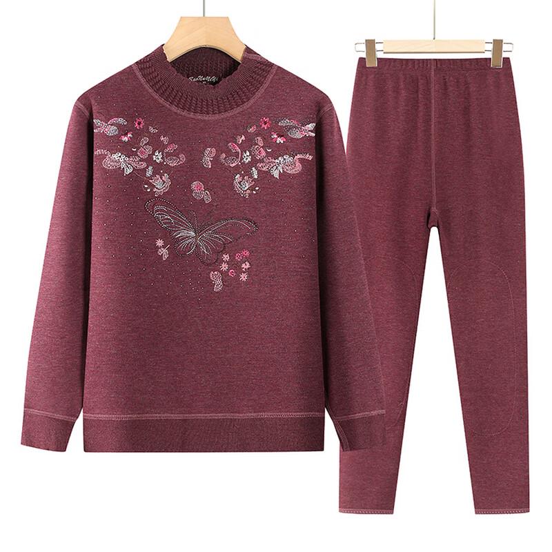 Elderly Women's Plush Lined Pullover Sweater