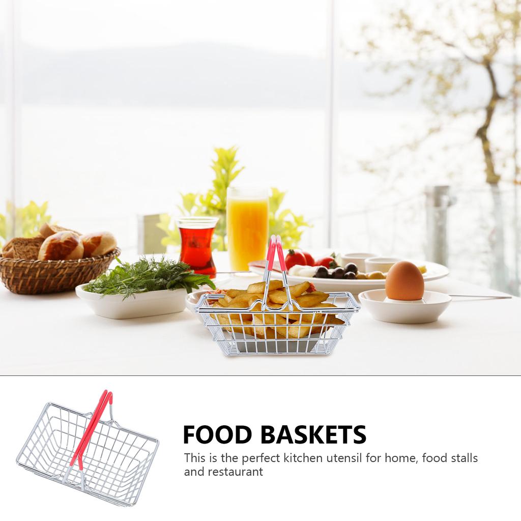2 Pcs Snack Basket Stainless Steel Food Container Bar Supply Holder Trays Restaurant Storage Fried Practical Snacks Tool