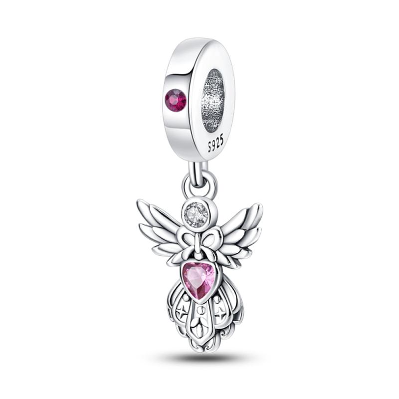Genuine Copper Classical Lotus Butterfly Angel Cross Dragonfly Pink Purple Charm Bead Charms Bead Charms Compatible With Pandora Authentic Bracelets D