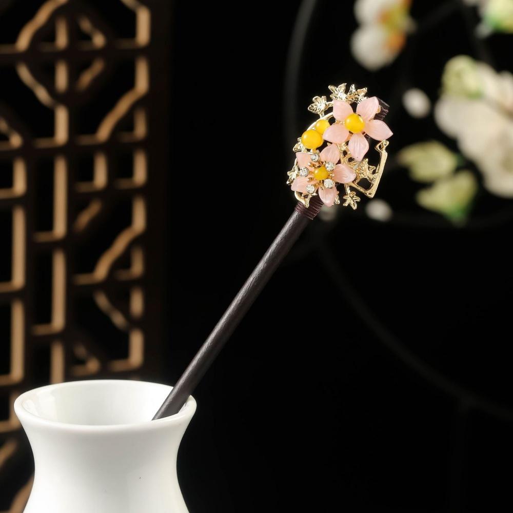 Wood Tassel Step Shaking Hairpin Chopstick Hair Stick Ancient Hair Ornament Pan Headdress Flower Hair Styling Accessories Gifts