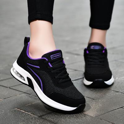 Chaussures de sport en maille respirante pour femmes, absorption des chocs à coussin d'air, chaussures pour femmes en maille moyenne à coussin d'air, chaussures de marche légères