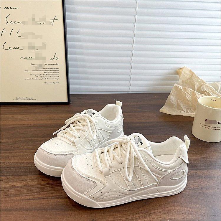 Breathable thick-soled autumn new niche student sports leather board shoes German training shoes 35 белый