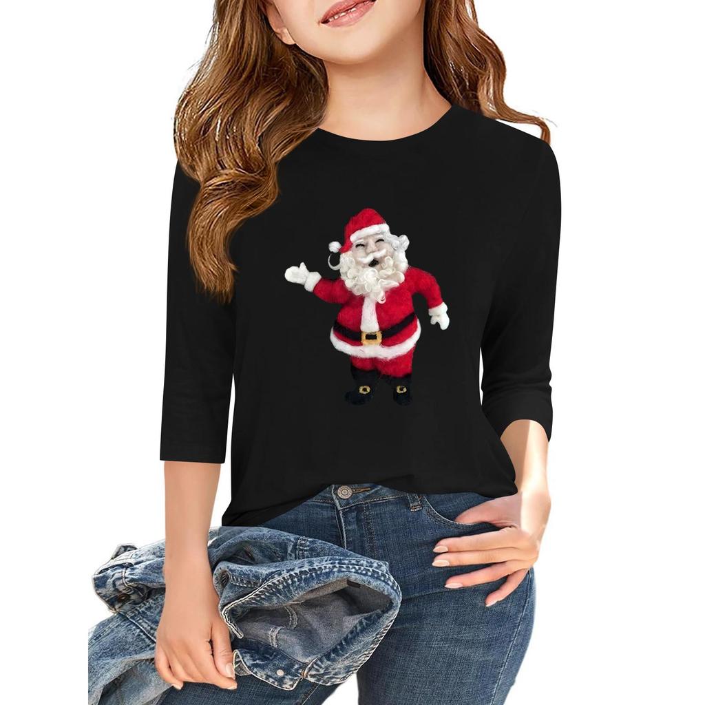 Children's 3/4 Sleeve Independence Day Printed Round Neck Casual T-shirt