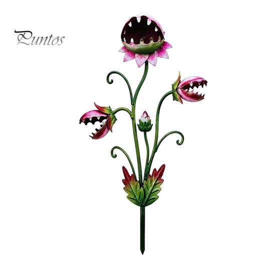 Einzigartiger Blumenbeet-Akzent Fleischfressende Pflanze Gartenstecker, Metall Venusfliegenfalle Hofkunst Skurrile Terrassen-Boden-Einlage Skulptur für Außenweg