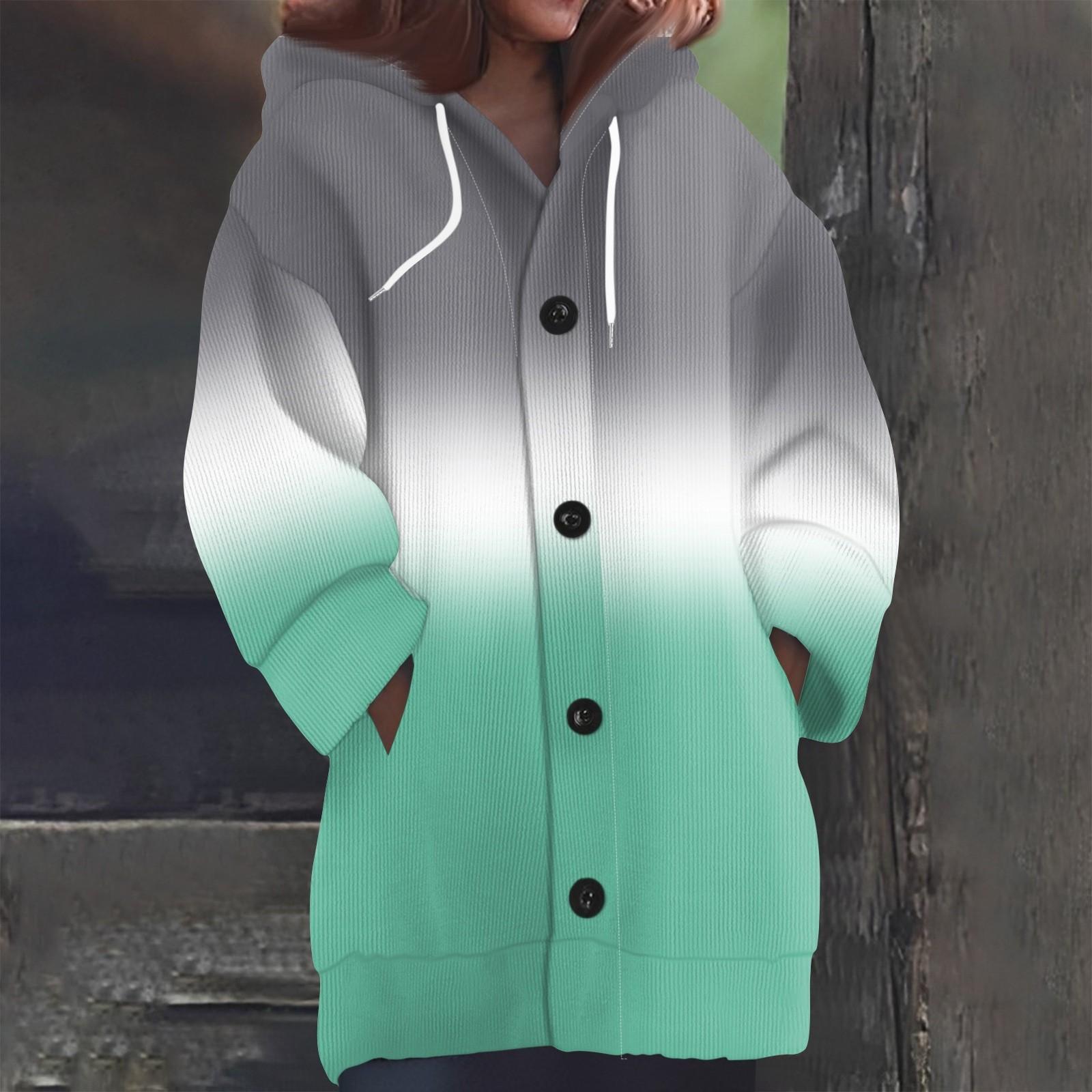 

Свитшоты для женщин Вязаный свитер с длинным рукавом Принт Вязаный худи с пуговицами Кардиган Пальто XL