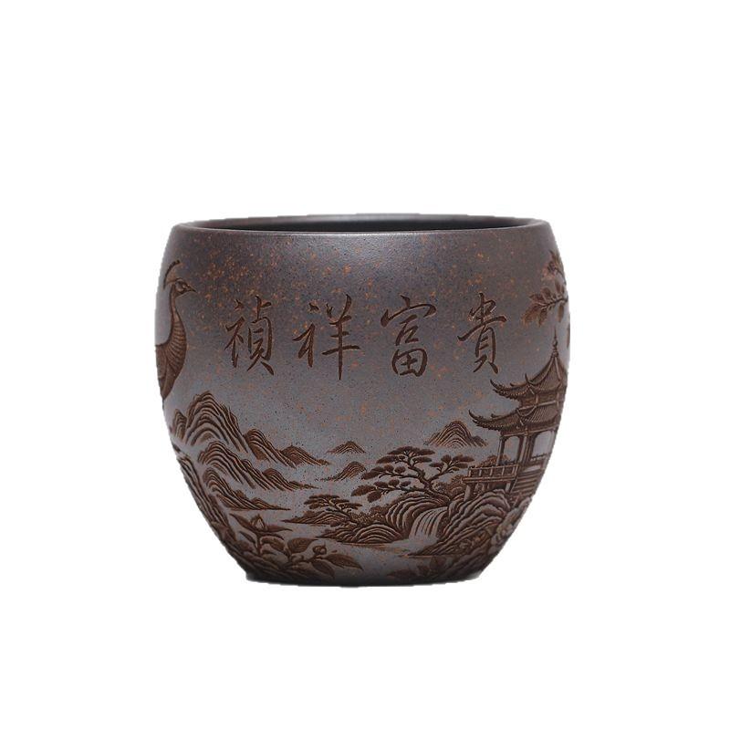 

210ml Yixing Purple Clay The Keel Gold Sand Teacup Retro Tea Bowl Tea Pair Tea-tasting Smelling Cup Chazhan Master Cups Teaware As Your Choose