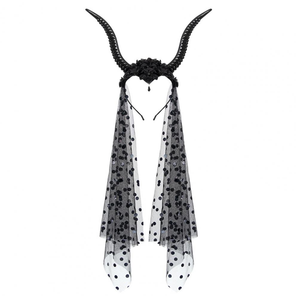 

Goat Horns Headband Women Pp Gauze Headband Black Antelope Horns Headband for Halloween Cosplay Photo Shoot Props