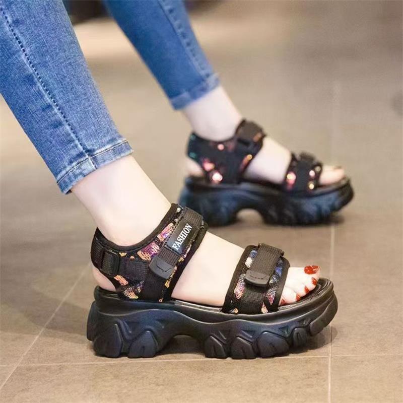 Frühlingsplattform Dad-Sandalen neue High-Heel-Klettverschluss-Strand-Freizeit-Sport-Römerschuhe