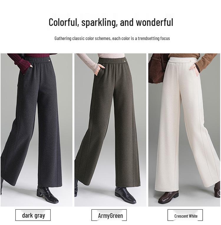 Winter 2025 Mom's Thickened Wide-Leg Pants for Middle-Aged & Elderly Women - Stylish, Warm, Casual Long Pants