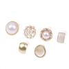 6Pairs Elegant Geometry Trim Edge Pearl Stud Earrings Gold Color Imitation Style for Wedding Ceremony