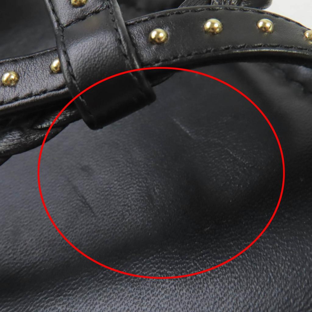 LOUIS VUITTON Sandals LV logo studs signature leather black leather Women 35.5 Used