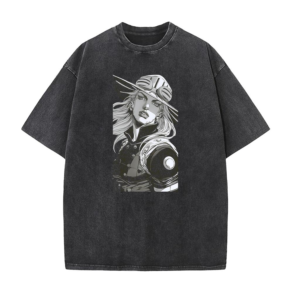 

JoJo s Bizarre Adventure Gyro Zeppeli Graphic Tshirt Men Women Clothing Short Sleeve Cotton T-shirts Washed Tee Harajuku T Shirt XXL