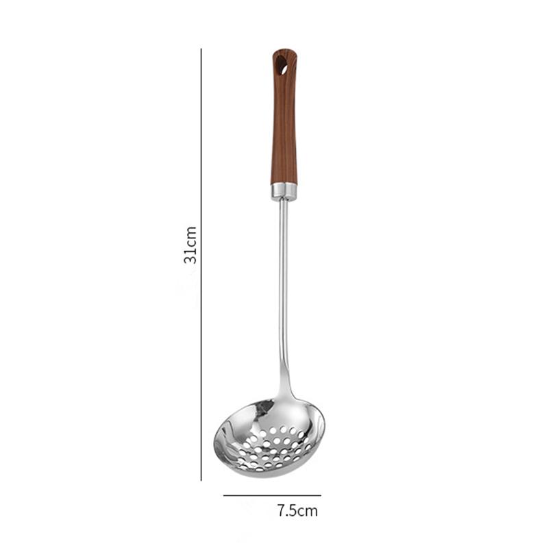 Long Wooden Handle Skimmer Soup Spoon Ladle Serving Tablespoons Stainless Steel Tableware Kitchen Items All with Free Shipping