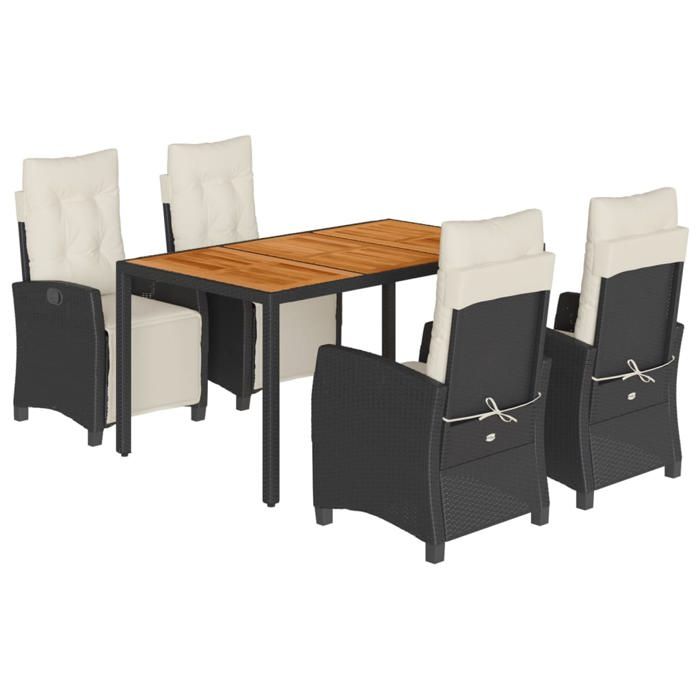 VidaXL 5-Piece Garden Dining Set with Cushions, Table and Chairs with Adjustable Backrest, Outdoor Furniture, 3212902