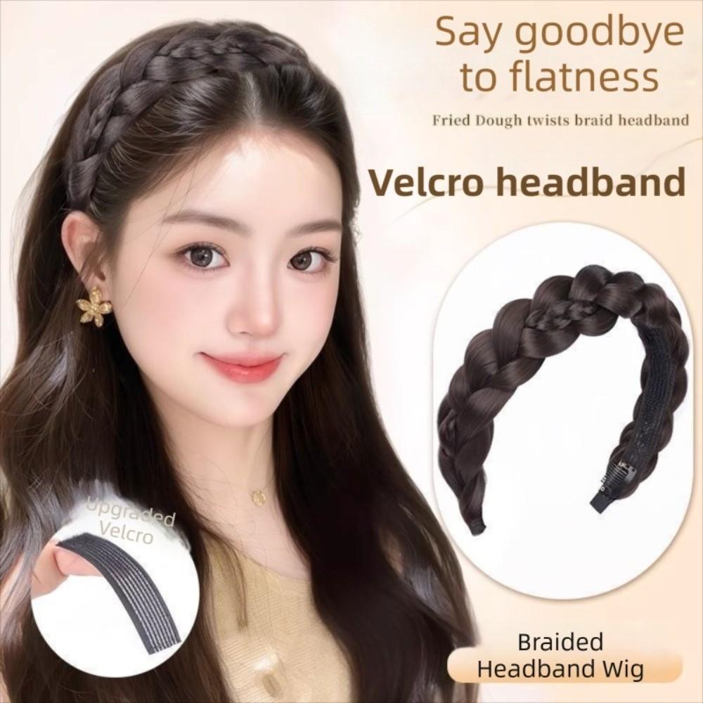 Synthetisches geflochtenes Stirnband-Perücke Verstellbarer Retro-Kopfreif Fischgrätenzöpfe Haarbänder Tägliches Tragen