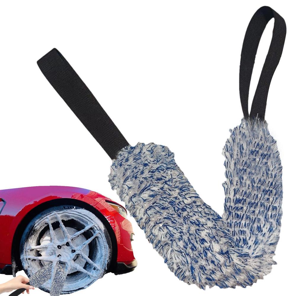 Car Wash Drying Towels Plush Car Drying Towel Ultra-Absorbent Wash Towel Rim Cleaning Brush Portable Double-Sided Wheel Corner