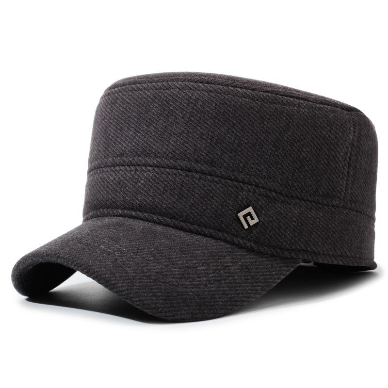 Men's Autumn Winter Hat Warm Cap Middle-Aged and Elderly Winter Ear Protection Flat Cap Outdoor Velvet Thick Cotton Cap