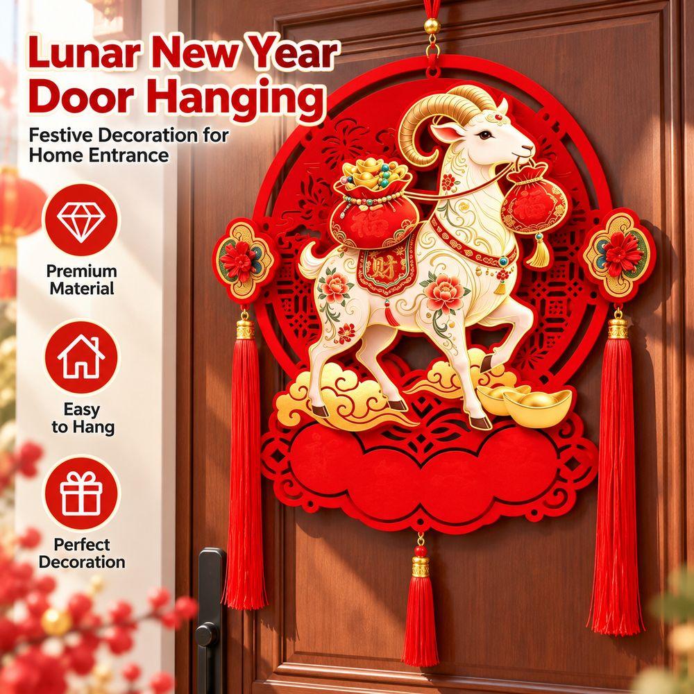 Red Tassel Spring Couplet 3D Fu Hanging Ornament Gifts Goat Decoration  Chinese New Year