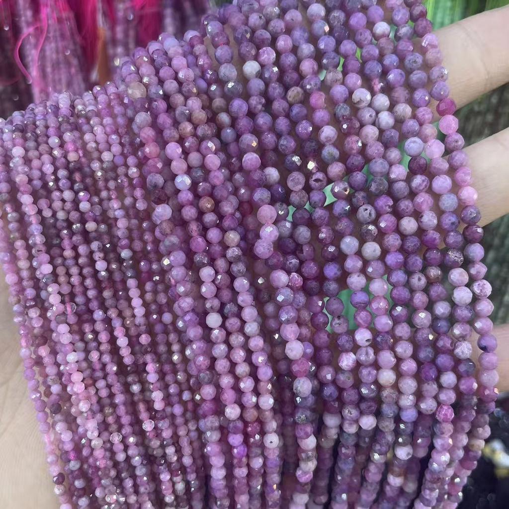 Natural Ruby Faceted Round Beads (2-4mm) for DIY Jewelry Making - Semi-finished for Bracelets and Necklaces