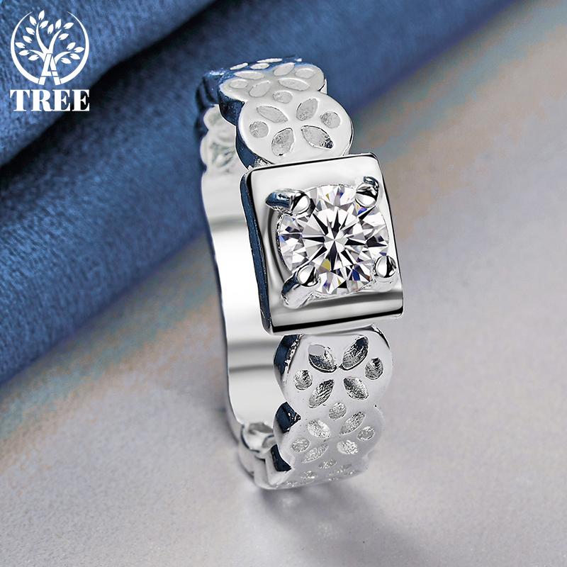 925 Sterling Silver Kulatý AAA Zirkonový prsten s dutým vzorem