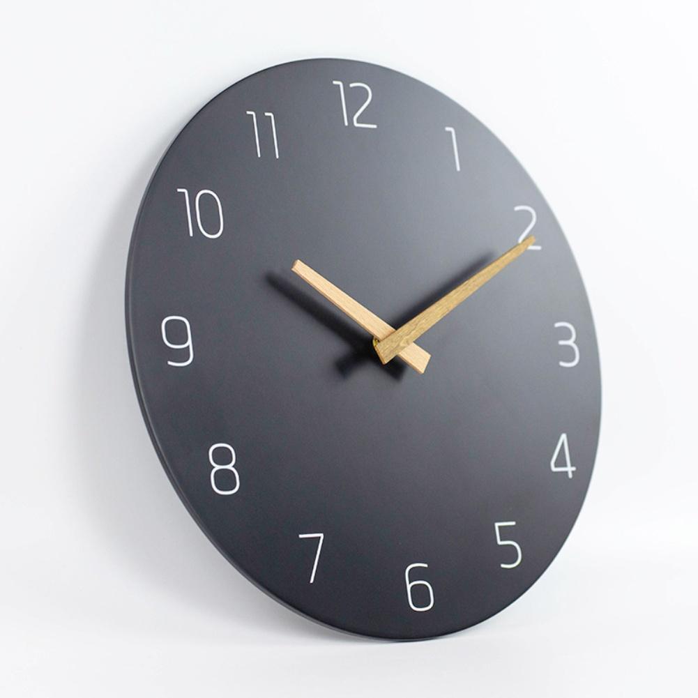 Frameless Wooden Wall Clock 30cm with Silent Quartz Movement Battery Operated for Bedroom Study and Office Walls