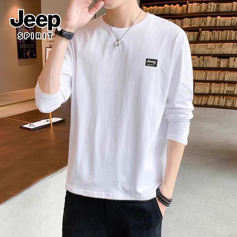 JEEP SPIRIT Men's Loose Fit Heavy Cotton Long Sleeve T-Shirt