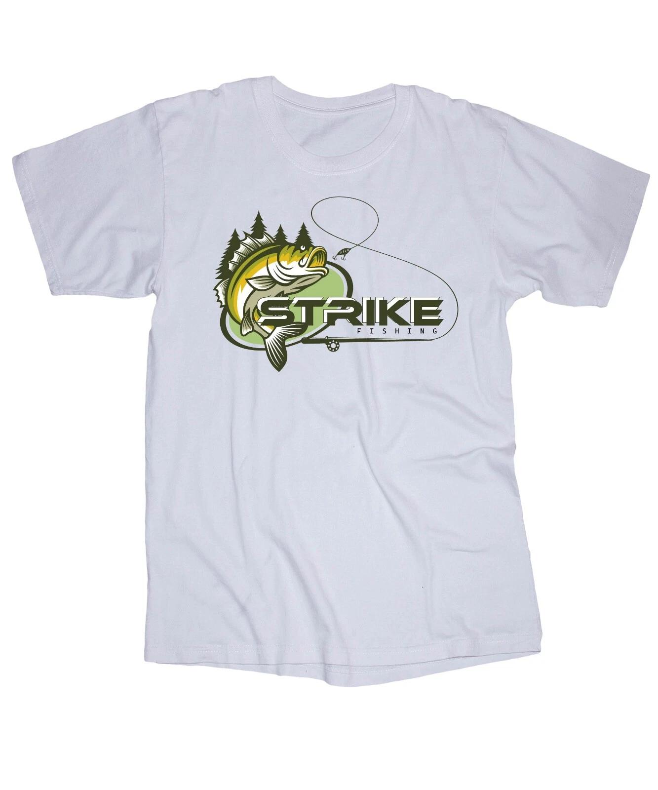 

STRIKE FISHING white T-shirt Bass Lake Boating Outdoors Fishing Rod Lures 4XL