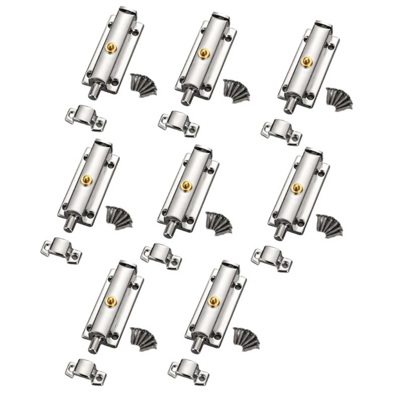 8Pcs Stainless Steel Automatic Spring Door Latches Bolt Antitheft Security Button Lock Door Hardware Easy to Install