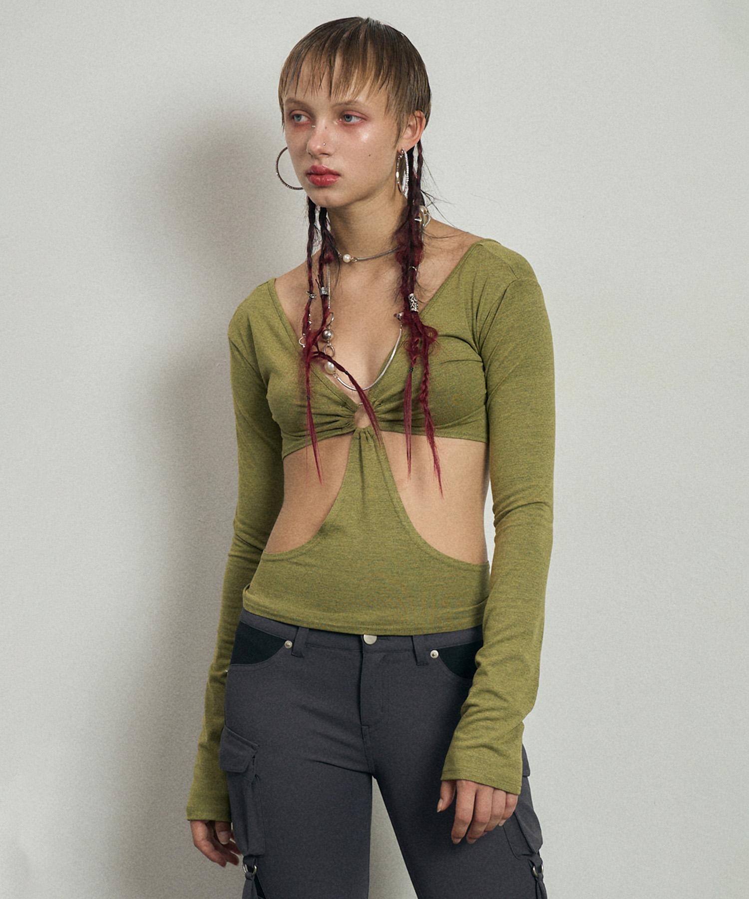 Buddy Cut-Out O-Ring L/S Tee Bokashi Olive M