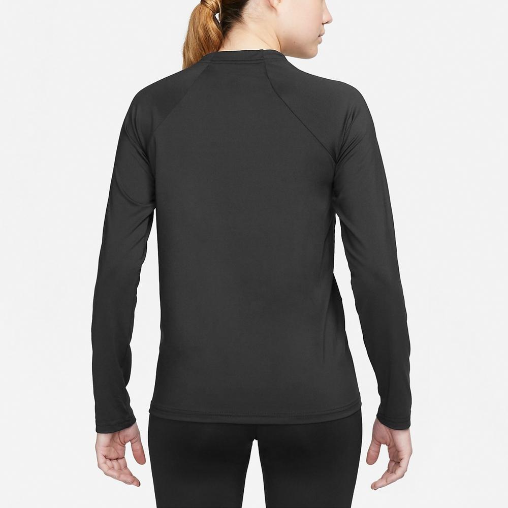 Nike Logo Print Crew Neck Long Sleeve T-Shirt Women Tops Black NESSA386-001