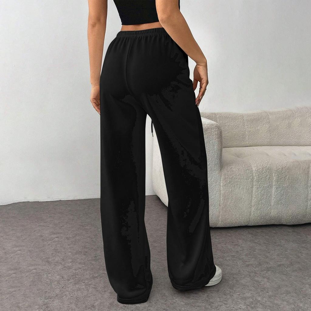 Γυναικεία μόδα Χαλαρά κορδόνια στη μέση μονόχρωμα casual αθλητικά παντελόνια Casual παντελόνια με φαρδύ πόδι