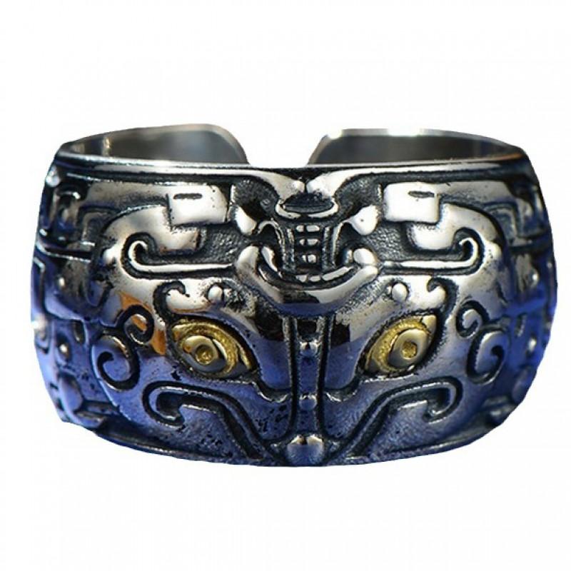 Adjustable Open Ring Men Women With Pixiu Mythical Beast Design Vintage Style Copper Plated Finger