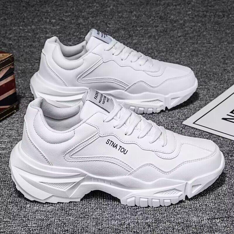 Men's 2025 Summer White Breathable Korean-Style Height-Increasing Casual Sports Dad Shoes