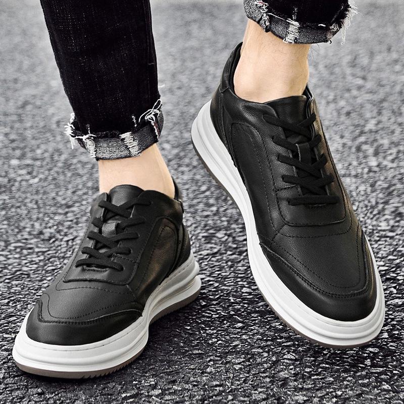 Stylish Men's Spring & Autumn White Sneakers: Versatile, Fashionable, and Comfortable with Thick Sole