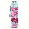 1PC Lip Kiss Bow Love Heart 750ml Color Plastic Sports Water Bottle Leakproof Flip Straw Lid Suitable for Sports Office Home Use