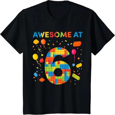 Enfants 6 Ans Briques de Construction Anniversaire Garçon 6 T-shirt