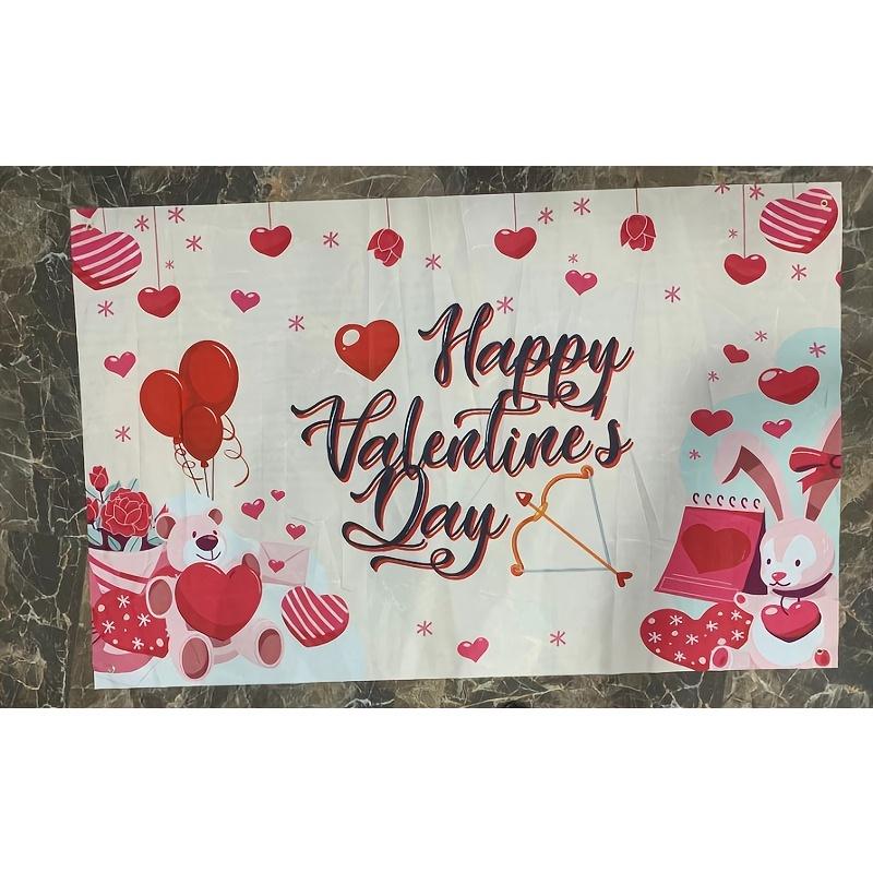 Valentine's Day Backdrop Banner, Valentine's Day Heart Signs Background Hanging, Photo Photography Backdrop, Party Decorations
