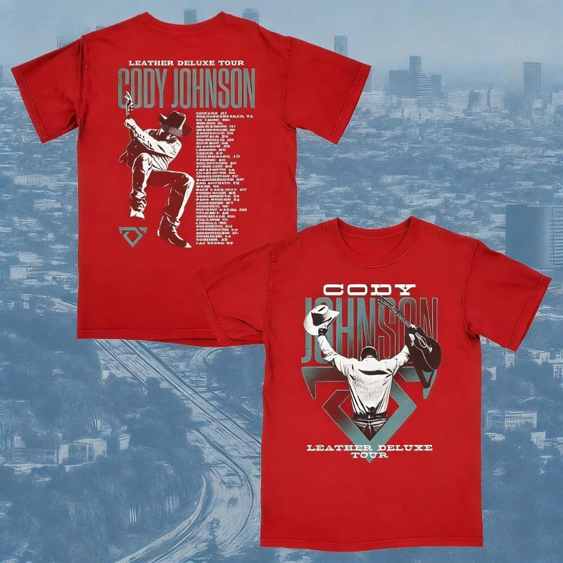 Cody Johnson Merch Leather Deluxe Photo Tour Unisexs and Womens TShirts Touring Set Comfortable and Breathable