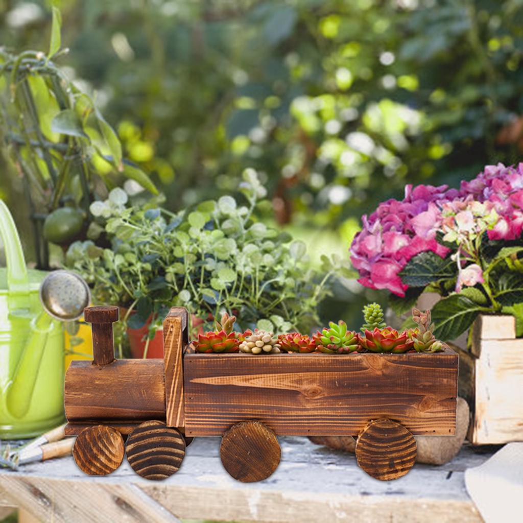 Zugform Sukkulenten Pflanzgefäß Holz Zug Blumenpflanze Topfpflanze für Garten Veranda Haus