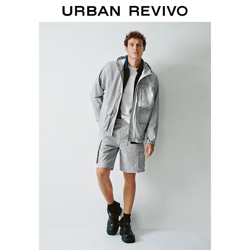 

UR Men s Hooded Multi-Pocket Textured Denim Jacket L