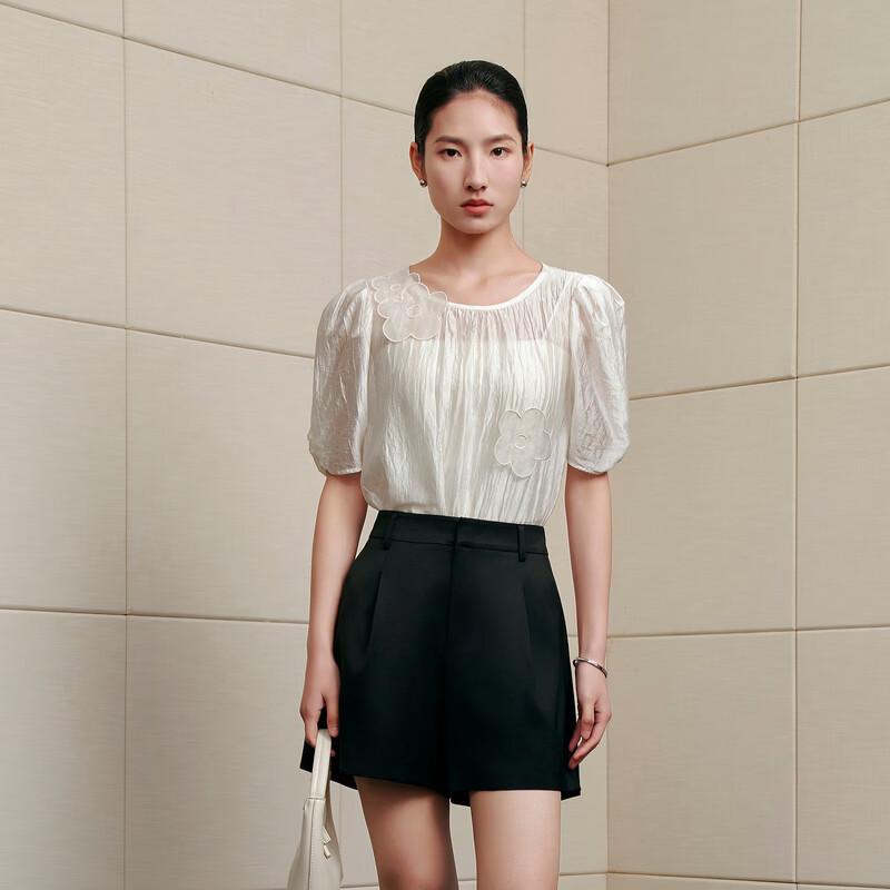 Sancai Women's Bubble Sleeve Blouse