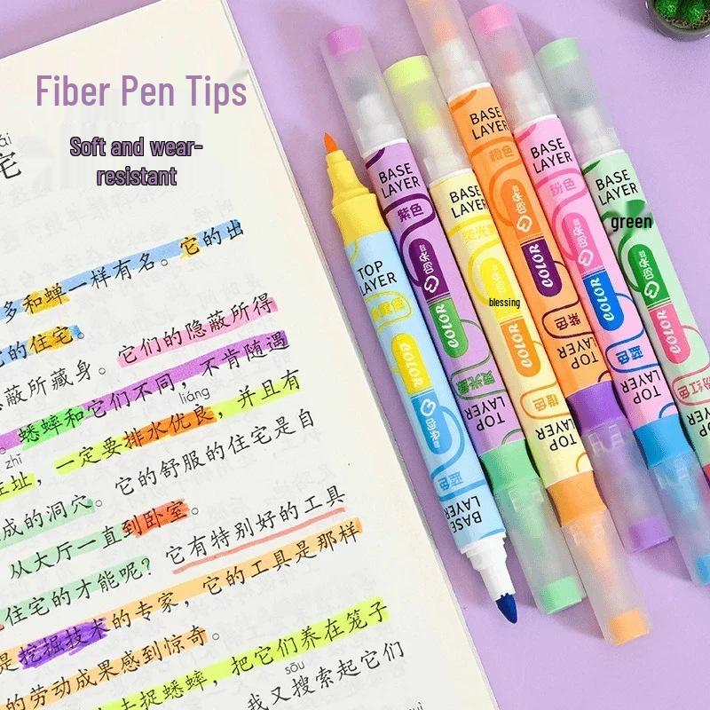 Back To School: New Layered Double-Headed Highlighter, Student Colored Marker with Large Capacity