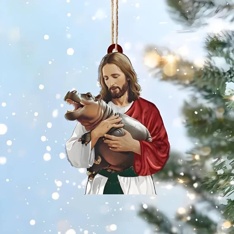 Charmantes Muh Muh Nilpferd Weihnachtsgeschenk Und Niedliche Baumdekoration Für Festliche Stimmung