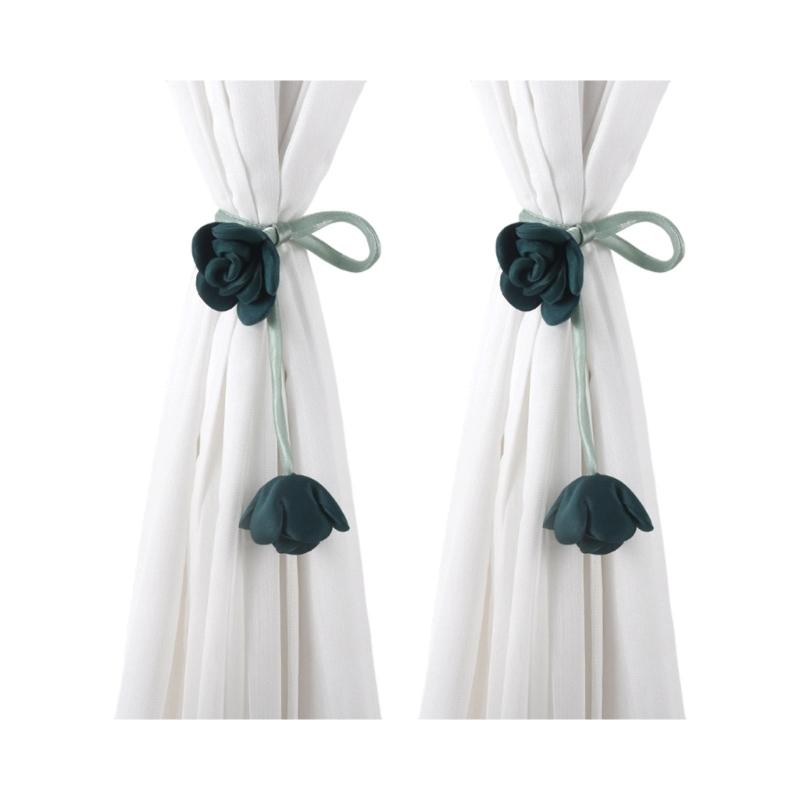 Flower Shape Curtain Holdbacks Polyester Fabric Multiple Color Option Simple Setup Window Decoration
