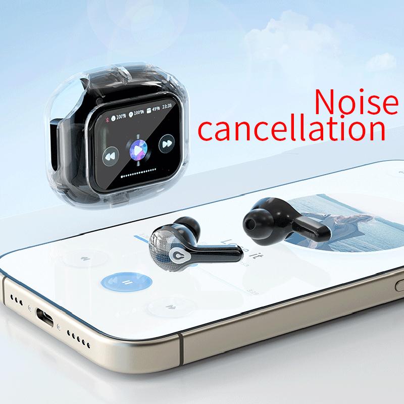 Pffee LCD Touch Screen Earphones TWS Wireless Bluetooth 5.4 Noise Cancellation Super Bass Control TikTok