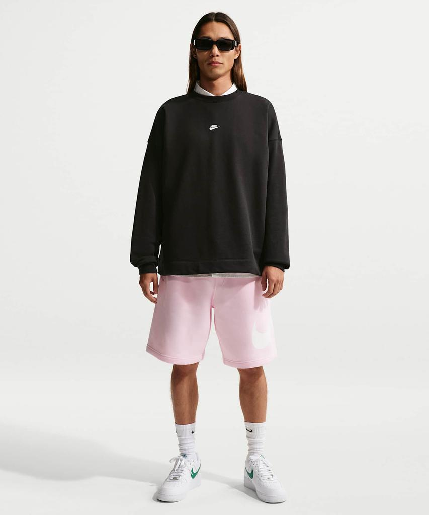NIKE Sportswear Club Oversized French Terry Crewneck Sweatshirt M - Black:White / If0748-010